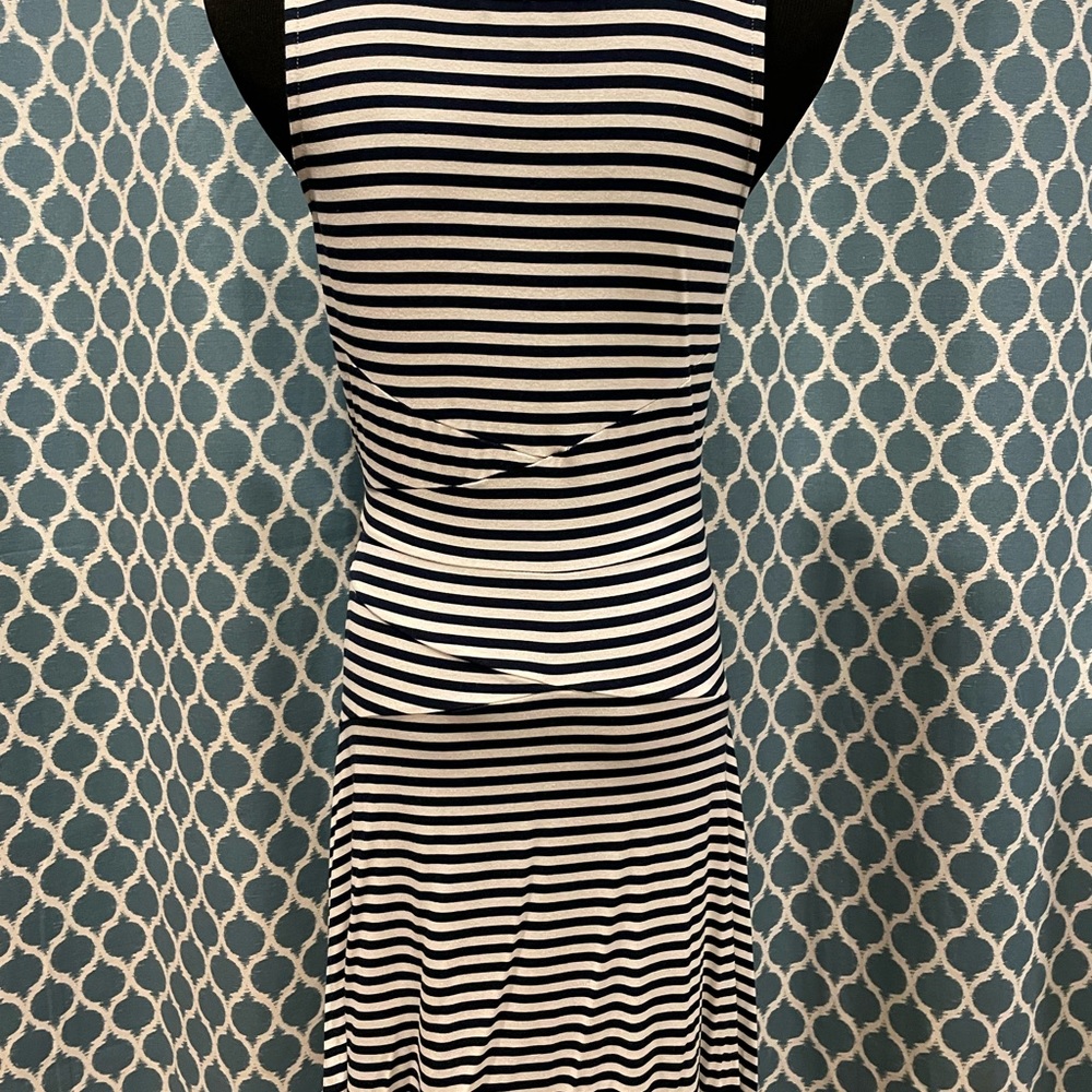 Market & Spruce navy and white stretch tank dress, medium. - Picture 2 of 6